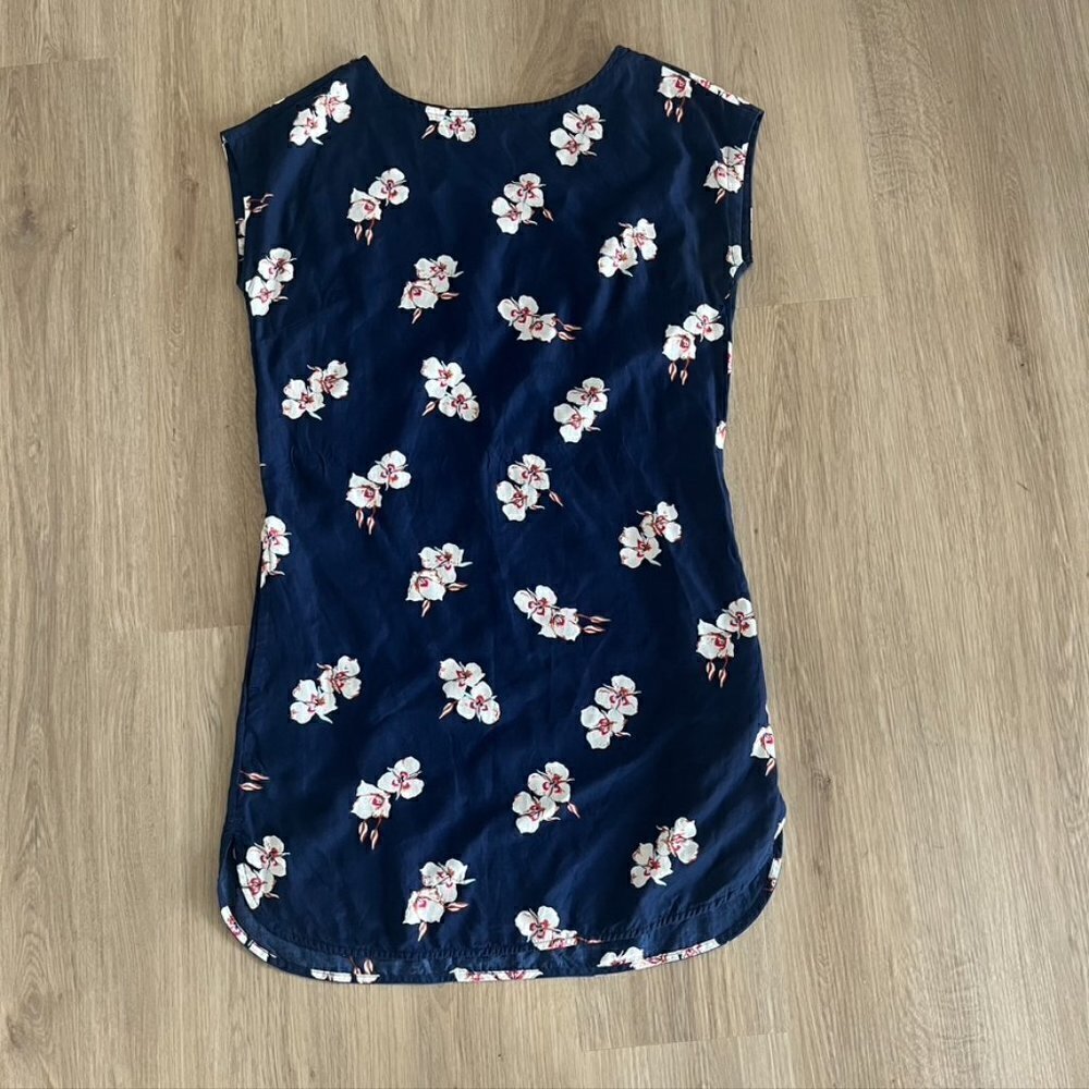 Patagonia Womens S June Lake Short Cap Sleeve Floral Print Dress Navy Pockets